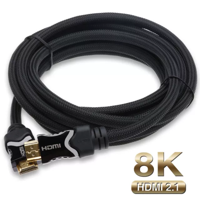 8K HDMI 2.1 Cable 3ft 6ft 10ft 15ft HDCP 2.3 2.2 eARC 48Gbps Ultra High Speed