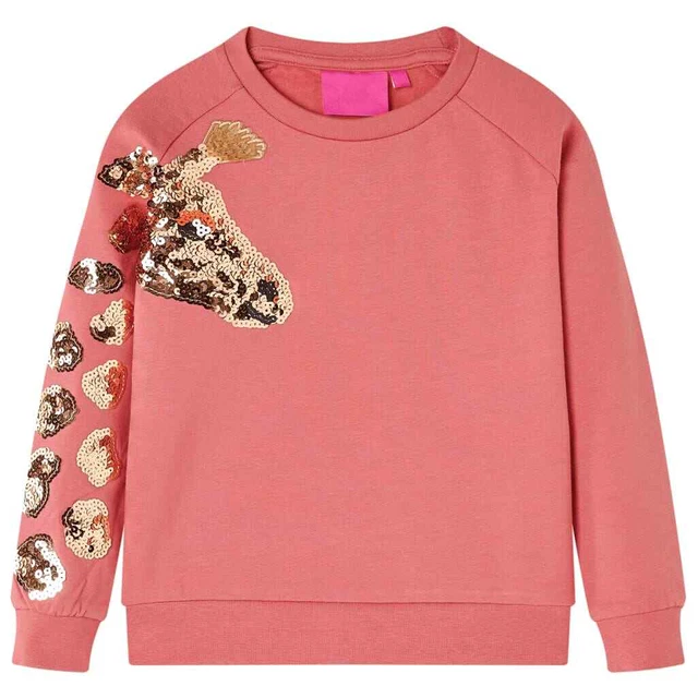 Felpa per Bambini Giraffa con Paillettes Rosa Antico 92 vidaXL