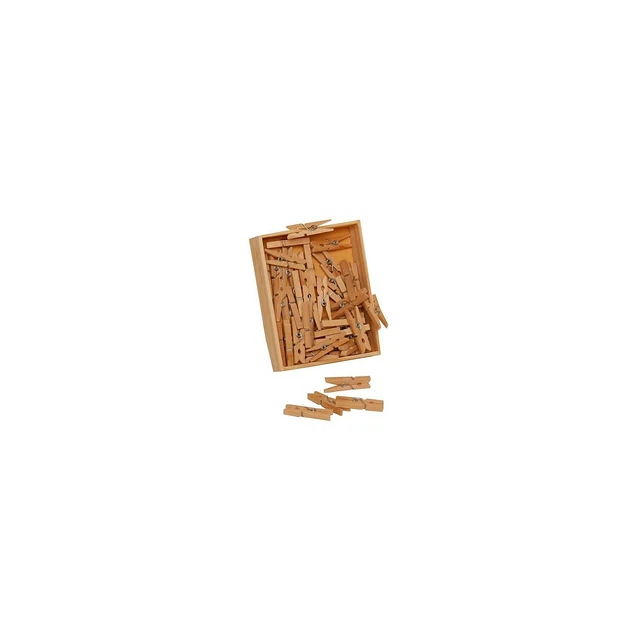 JAM Paper Wood Clip Clothespins Medium 1 1/8 Inch Natural Brown Clothes Pins