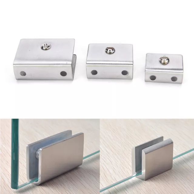4 piezas Soporte de abrazadera cuadrada de acero inoxidable 6-12 mm para estante de vidrio HandraiATH1