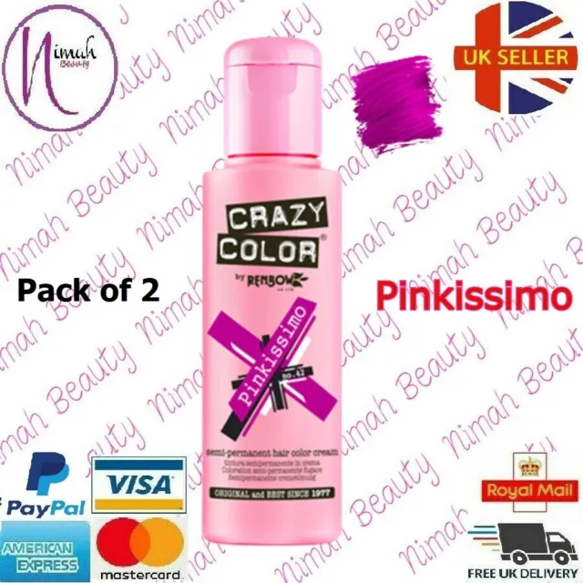 2 X Crazy Color Semi Permanent Haarfärbemittel Pinkissimo - 100ml (Packung 2)