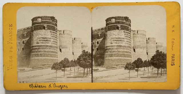 Frankreich Château D’Angers c1875 Foto Stereo Vintage Albumin P15L3n
