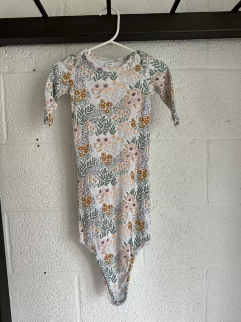 EUC Nordstrom Baby Knotted Gown NEWBORN 100% Cotton Floral Multi