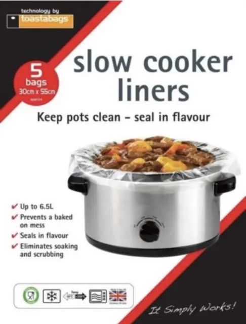 5x Slow Cooker Liners by toastabag Cooking Bags Round & Oval Cookers