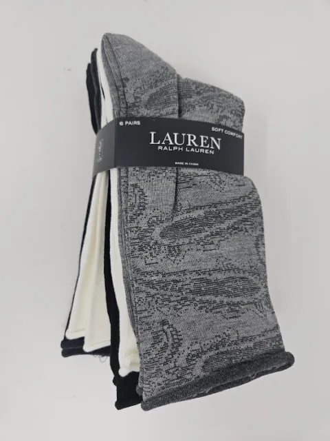 Polo Ralph Lauren Women's 6 pack Roll Crew Socks Size 9-11 fits shoe size 4-10.5