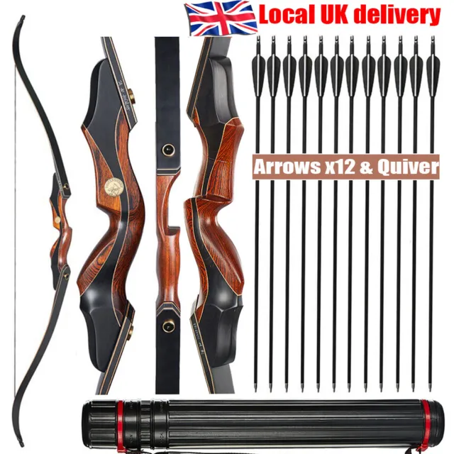 TOPARCHERY 60" Archery Takedown Recurve Bow & Arrows & Quiver Hunting Target
