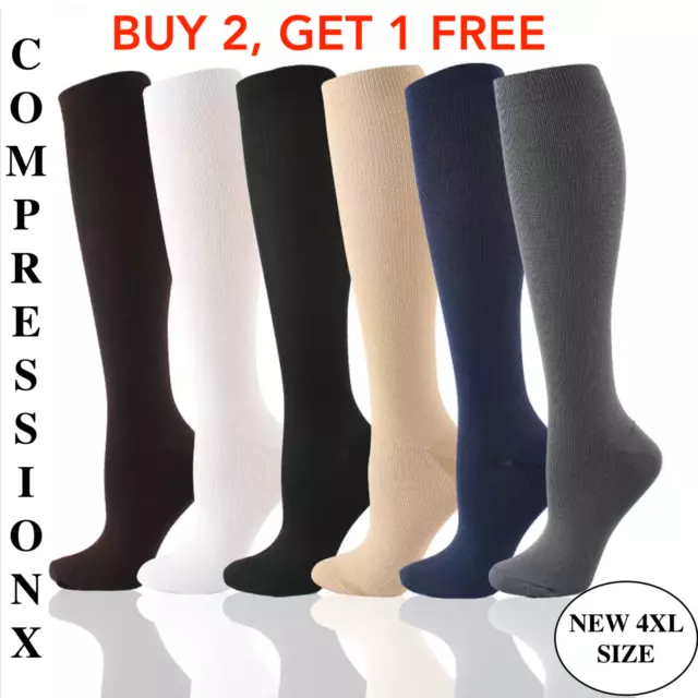 Compression Socks Stockings 20-30 mmHg Medical Knee High Mens and Women's S-4XL