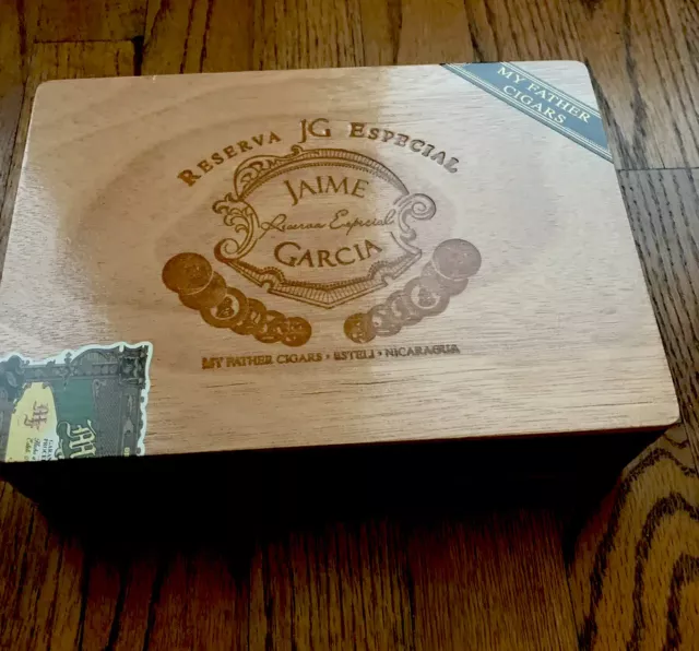 Jaime Garcia My Father Cigars Belicoso 5x52 Empty Wooden Cigar Box 9”x6.5”x2.”