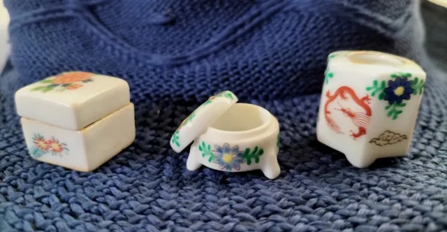 Miniature Pots, Tiny Fine Hand Decoration & Signed