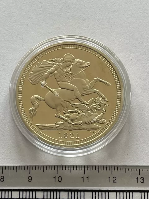 1821 BRITISH FULL SOVEREIGN 22CT GOLD PLATED COIN KING GEORGE IIII (Large)