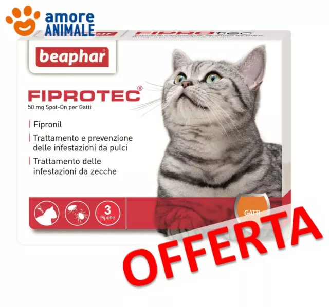 Beaphar Fiprotec Spot-On - 3 Pipette - Antiparassitario per gatto e gatti