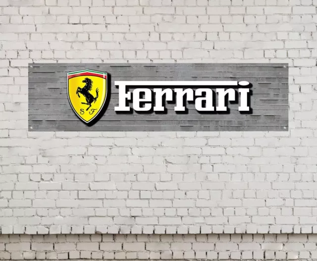 Ferrari Car Logo Banner Sign Waterproof Man Cave Workshop Trackside