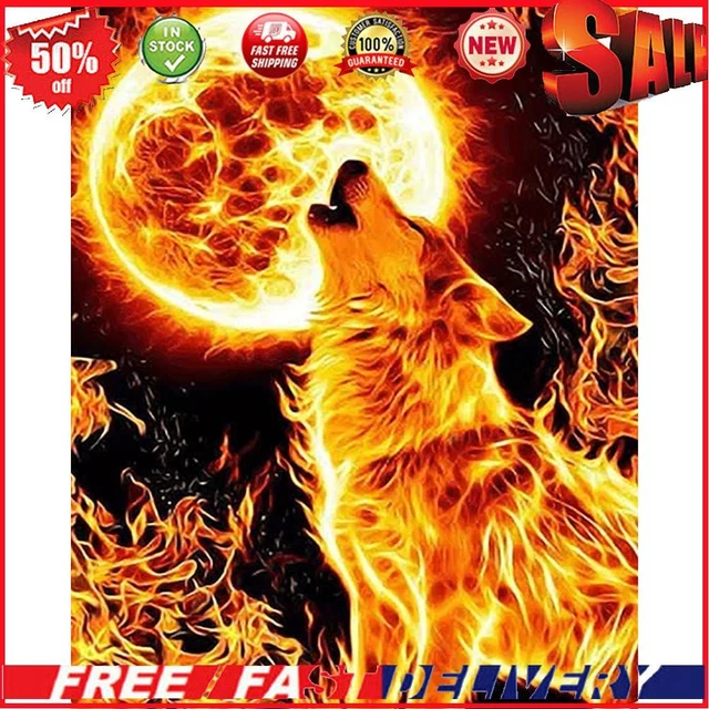 Oil Paint By Numbers Wolf Frameless Picture Craft Kit Living Room Decoration
