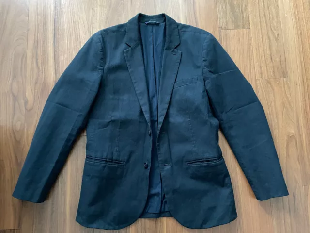 Gap Sport Coat Blazer Suit Jacket Cotton 2 Button Black Herringbone Small 38/40S