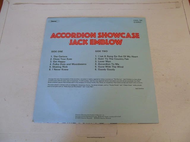 JACK EMBLOW - Akkordeon Showcase - 1979 UK 12-Track Vinyl LP EUR 24,36 ...