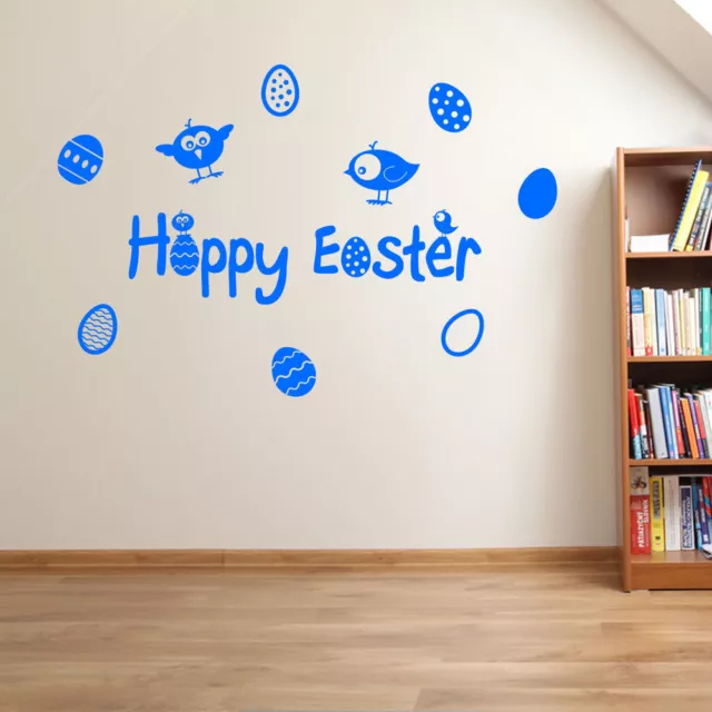 Set adesivi uova di Pasqua felici decalcomanie finestra da parete arredamento bambini divertente colorato A147 2
