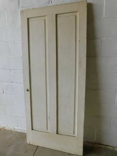 1800's Antique Wood DOOR Interior Two Raised Panel ITALIANATE Style Fir ORNATE 2