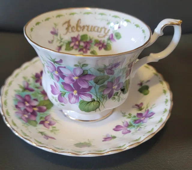Royal Albert Bone China Teacup & Saucer February Flower Of The Month Violet Read