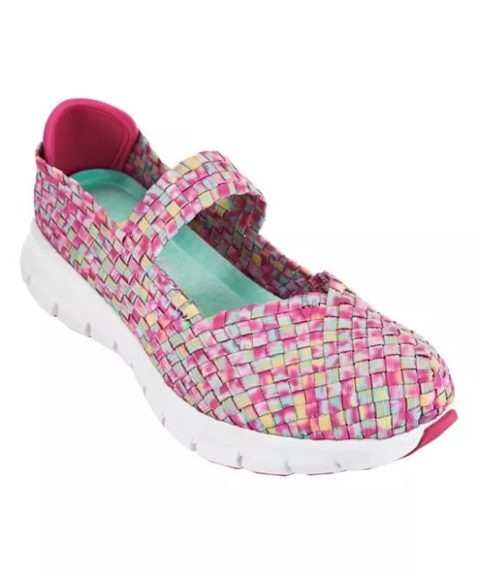 Skechers 10 Pink Woven Good Vibes Mary Jane Walking Shoes