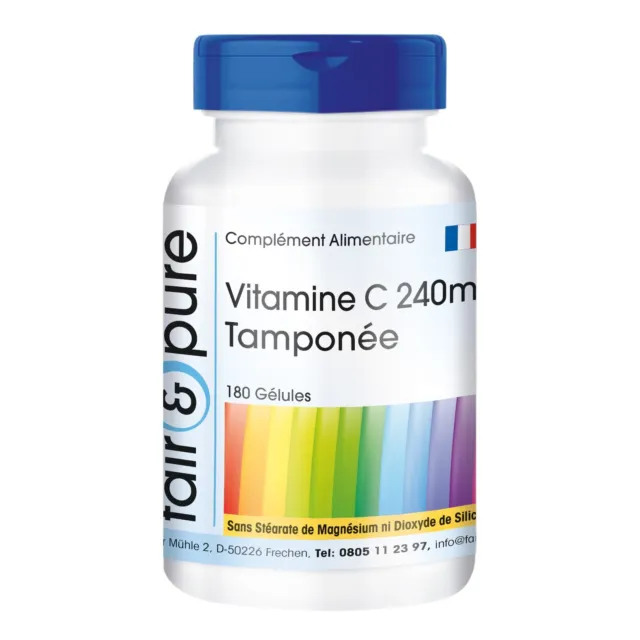 Vitamine C 240 mg tamponnée - 180 gélules- végétalienne | fair&pure