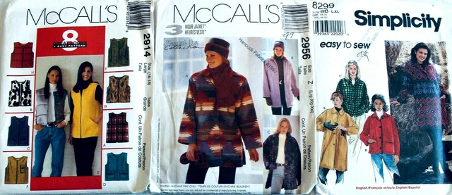 U PICK! Misses & Plus Size FLEECE JACKET VEST COAT PONCHO Sew Pattern ~ UC