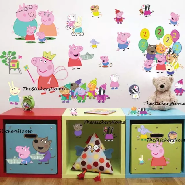 Adesivi da parete famiglia Peppa Pig cameretta bambini decorazione asilo nido arte decalcomania da parete
