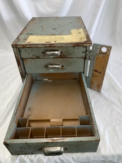 Vintage Post Office Employee Cash Stamp Cabinet Lock Box Register Metal USPS