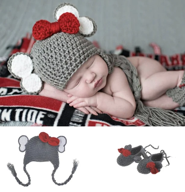 New Born Baby Crochet ELEPHANT Outfit | Infant Photo Prop Animal Hat & Bottoms