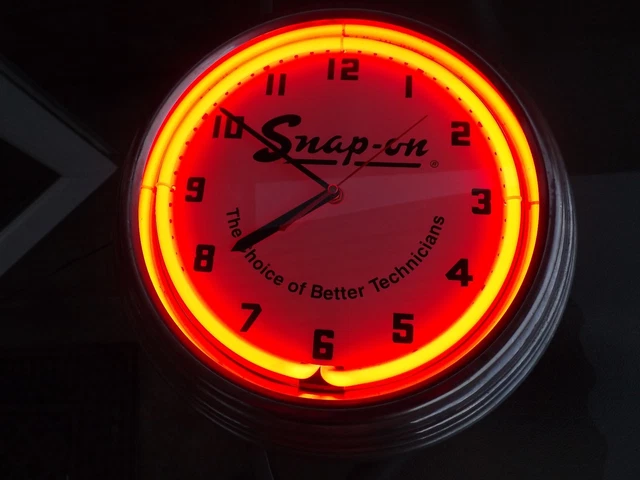 thumbnail image 2 of Neonetics Genuine Ford Parts Garage Wall Clock – 15in, Chrome Trim, Blue Neon Light 2 of 5