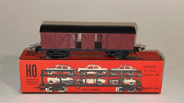 Lot De 4 Wagons Couvert Jouef – Portes Ouvrantes à Bogies, Échelle HO 1/87 (Occasion)