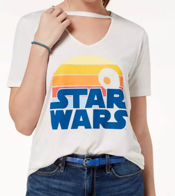 MIGHTY FINE JUNIORS Star Wars Choker Graphic Print T-Shirt Small Ivory ...