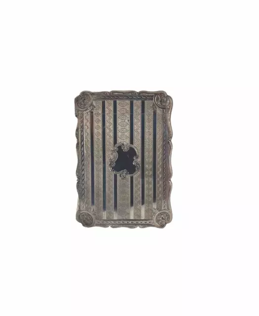 Sterling Silver Victorian Card Case Ornate Design Birmingham Hallmark 1858