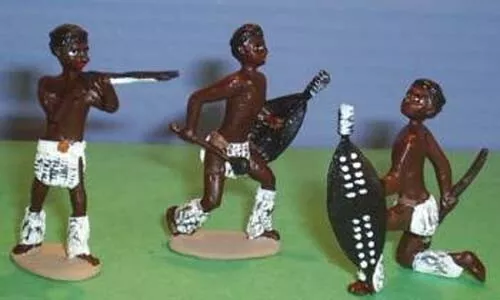 Toy Soldiers Tin Zulu War Zulu Warriors Set Of 3Pc 54 Mm