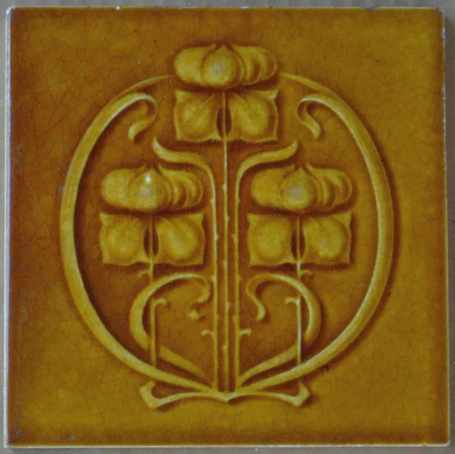 Antique Boote - Art Nouveau Majolica Tile C1900