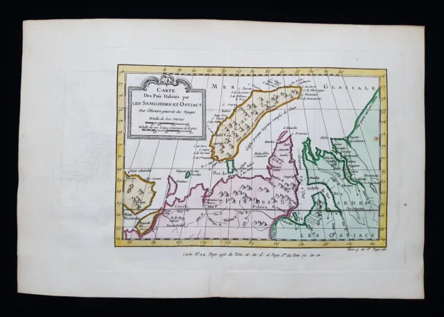1754 JN BELLIN: rare Map NORTH SEA, SIBERIA, ARTIC OCEAN, RUSSIA, KAMCHATKA PEN.