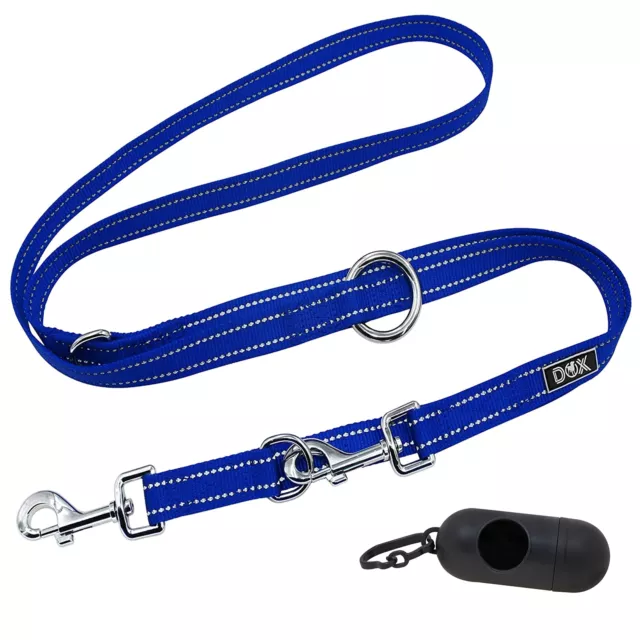 DDOXX Dog Leash Nylon Reflective, Adjustable, 6.6 ft | Many Colors & Sizes | for