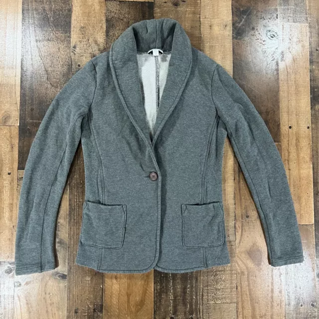 James Perse Womens Jacket Large Gray Button Front Career Casual Blazer