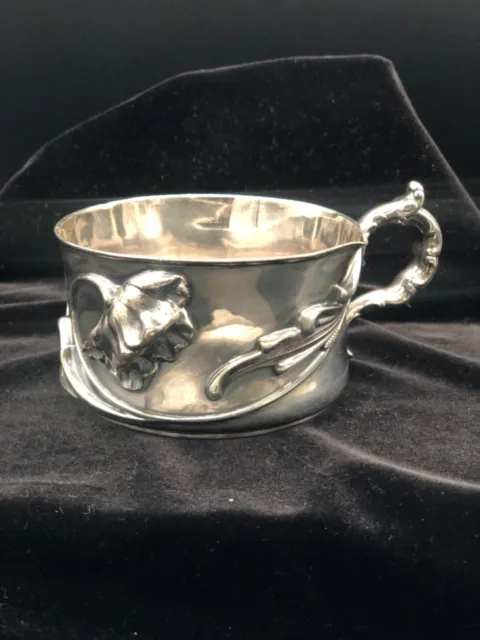 Silver City Co Quadruple Silver Plate Cup Mug Antique Ornate Art Nouveau USA