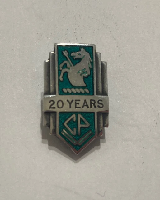 Silver & Enamel Badge Ferrari Style Prancing Horse CP Dyson 20 Years - Birm 1948