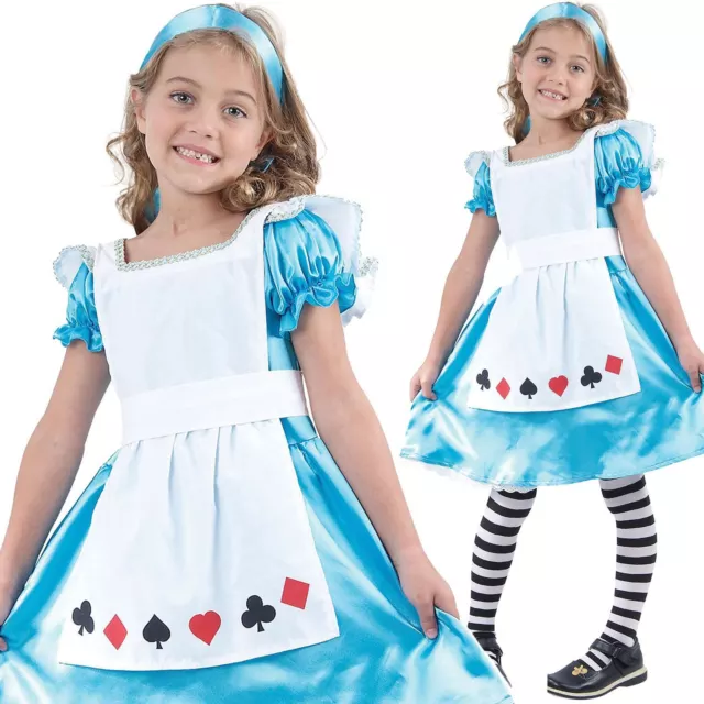 Girls Fairytale Alice Wonderland Costume Fancy Dress Book Week Child Kids Outfit