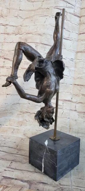 Upside Down Pole Dancer Girl Original Signed Art Bronze Sculpture Figure Decor 3