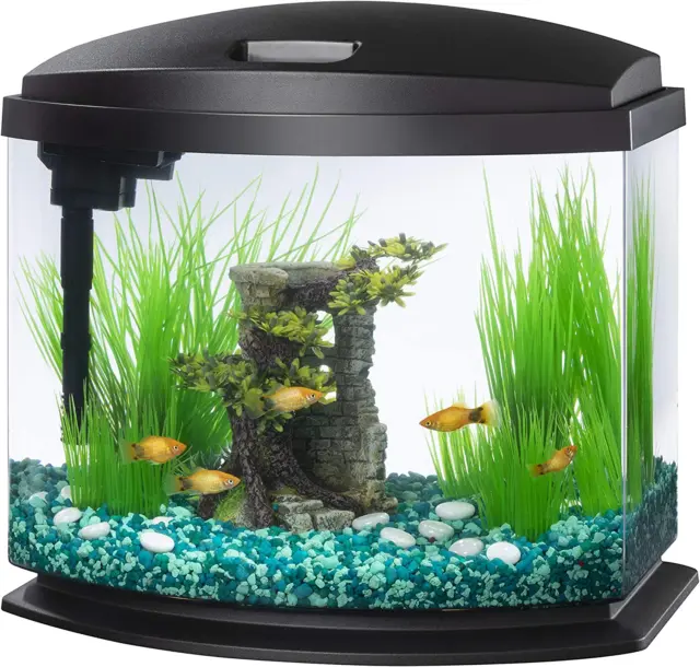 Fish Tank Aquarium LED Hydroponics Kids 5 Gallon Black