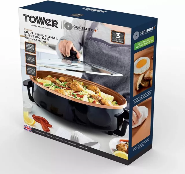 NEW TOWER 1500 Watt Multi Cooker 40cm Diameter Electric Frying Pan