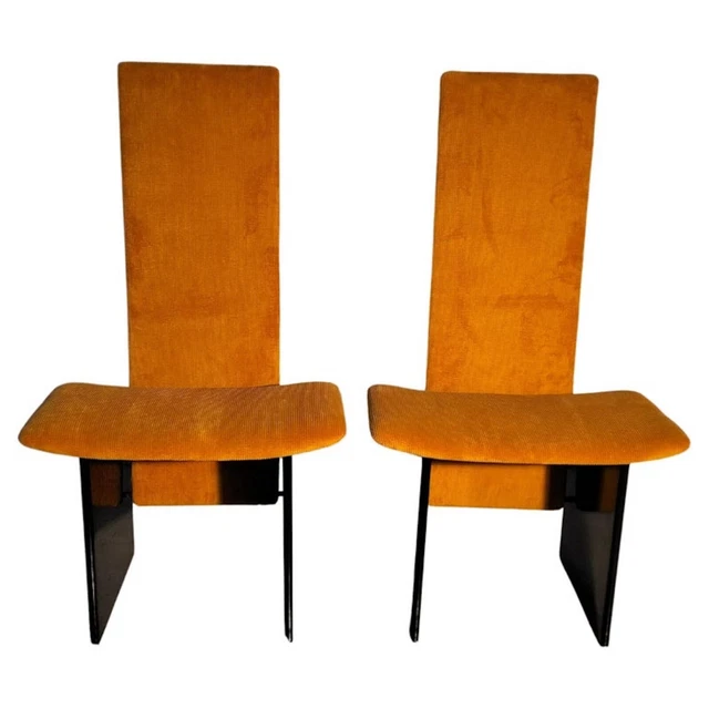 Set of 2 ocra yellow chairs Rennie mod. by K. Takahama for Simon Gavina 70's,