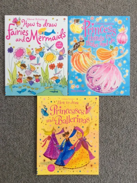 Usborne Activity Books X 3 - Fairies-Mermaids-Princesses-Ballerinas - Brand New