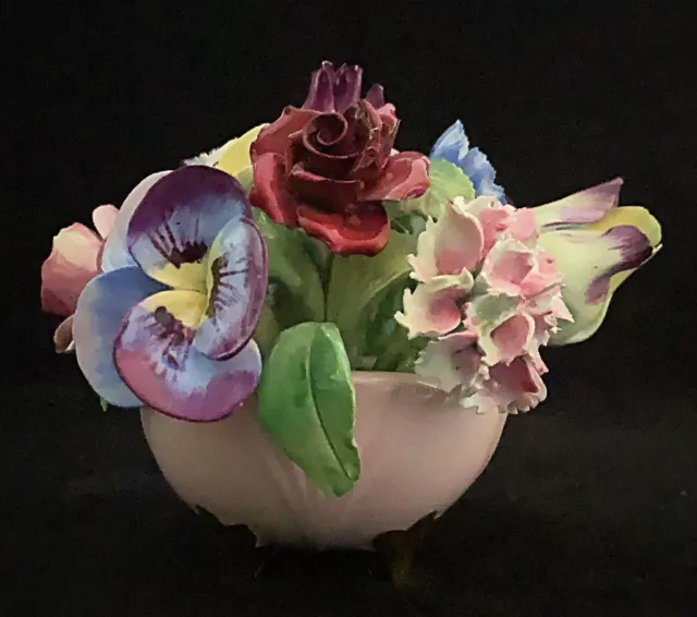 Vintage Capodimonte Porcelain Flowers in Basket