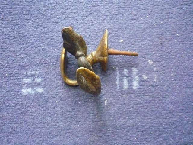 Vintage PAIR French Antique Brass Drapery Curtain Holdback Towel Hook Victorian 2