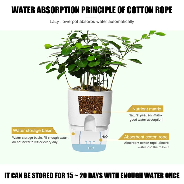 2 Layer ABS Flowerpot Self Watering Plant Container w/Water Tank (10.5cm) 12
