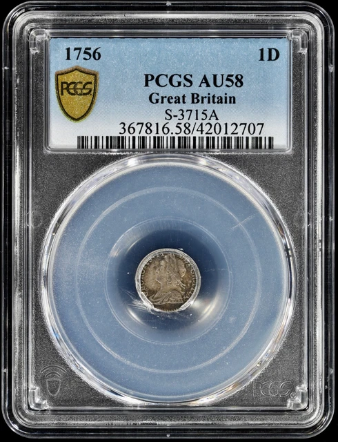 1756 George II Great Britain Silver Maundy Penny 1D PCGS AU 58 S-3715 A