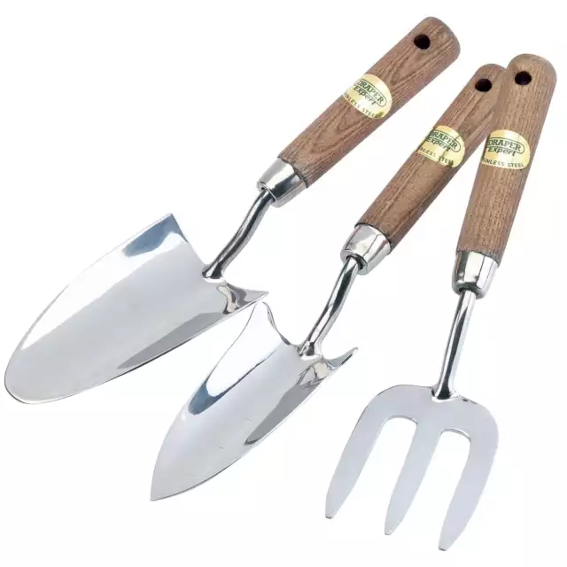 Draper 1x Expert 3 Piece Stainless Steel Hand Fork and Trowels Set Work Tool